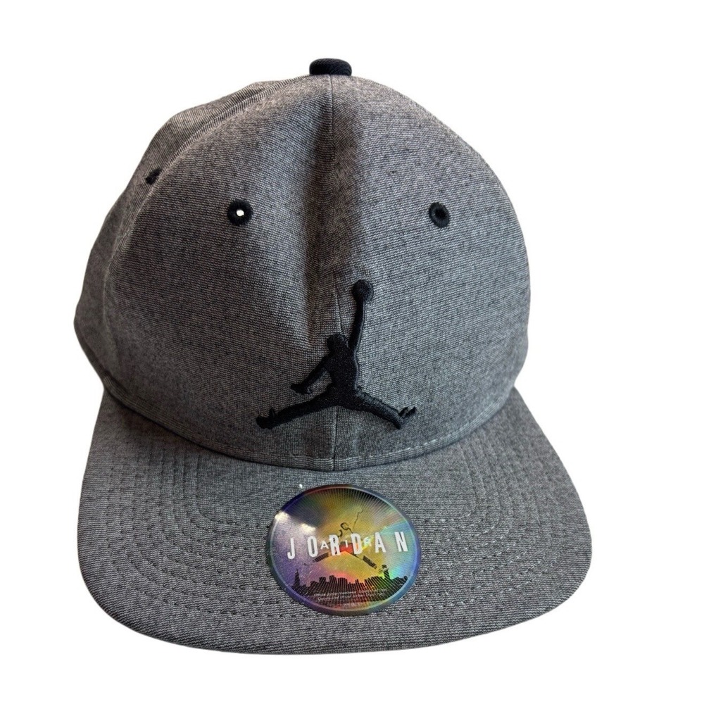 Jordan Jumpman Snapback Hat Heather Grey Black Embroidered Logo Adjustable Cap